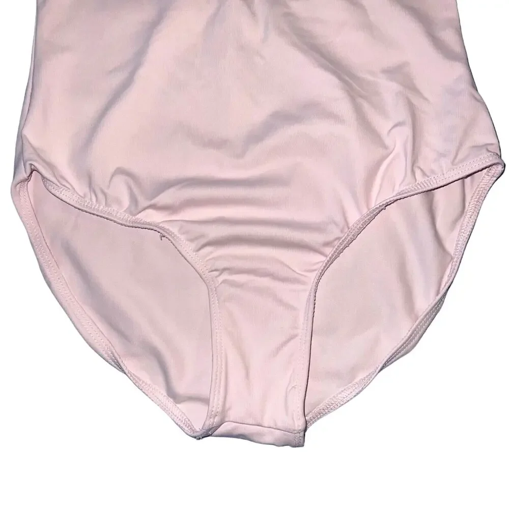 Danskin Now Girls Dance Leotard Blush Pink Strappy Crisscross Back Large 10 12